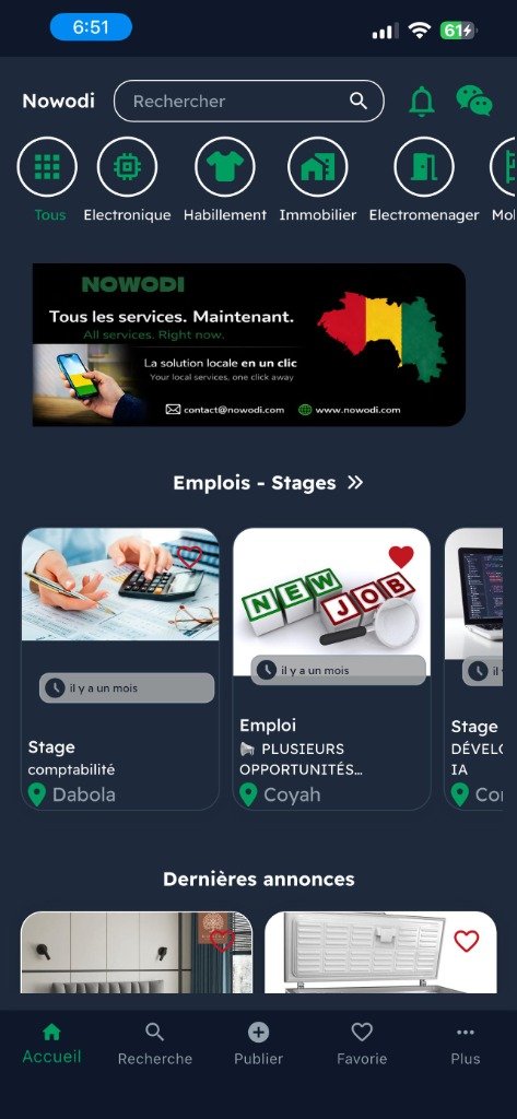 Aperçu de l'application Nowodi